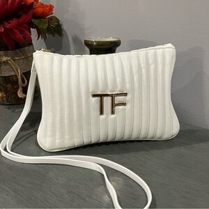 White Quilted Cosmetic bag/ wristlet